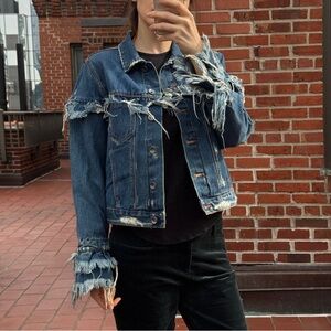 Zara Light Blue Denim Jacket with Washed Texture